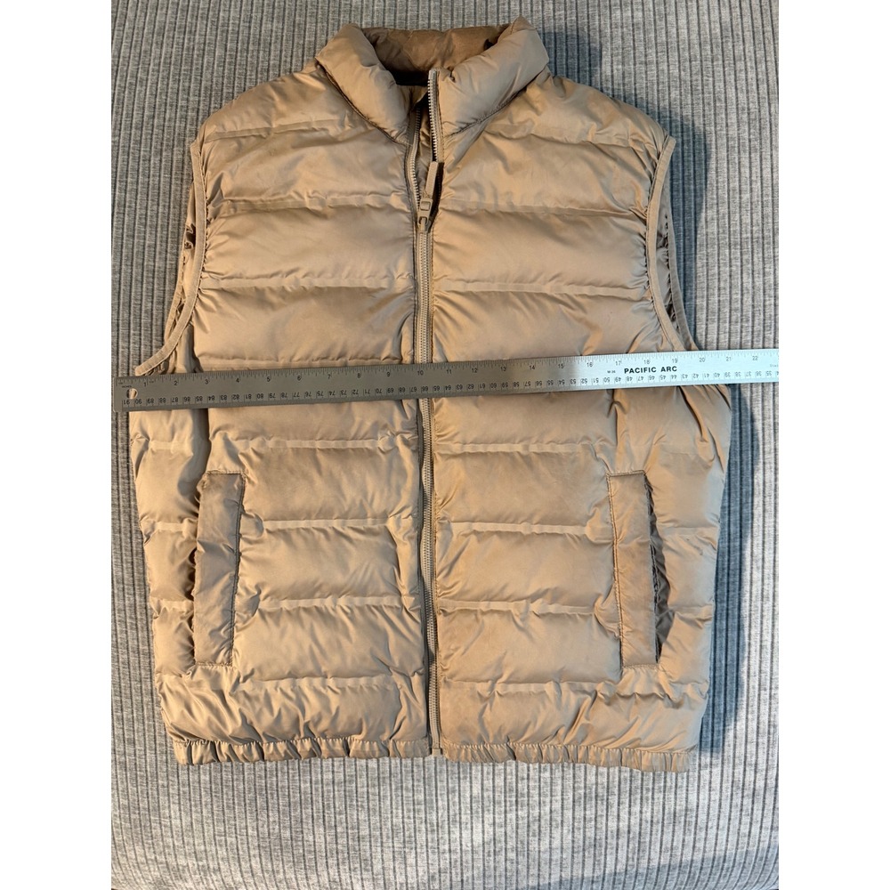 Zara Mens Puffer Vest Tan Khaki Full Zip Quilted Gilet Size Medium - Picture 5 of 5